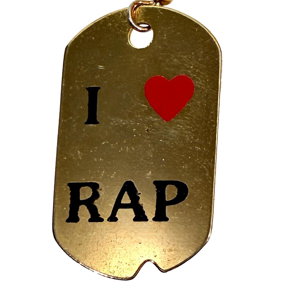 Vintage 90s Razor Blade I Love Rap Earrings Gold Tone Hip Hop Statement